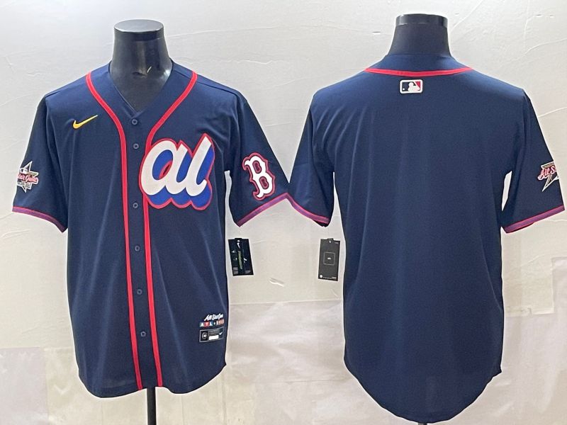 Men 2025 Boston Red Sox Blank Drak Blue All star Nike MLB Jersey style 01